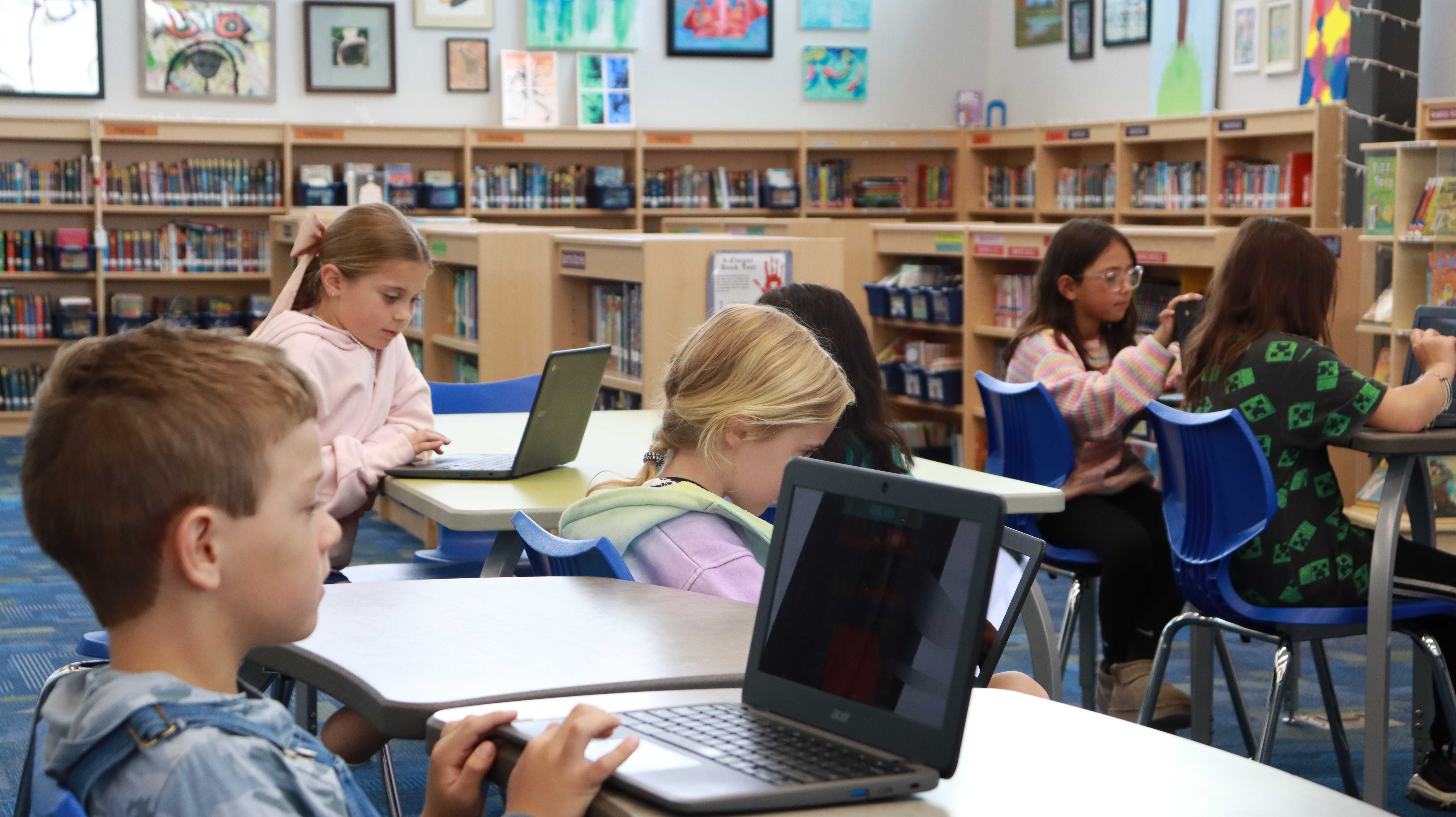 Students learning on their chromebooks